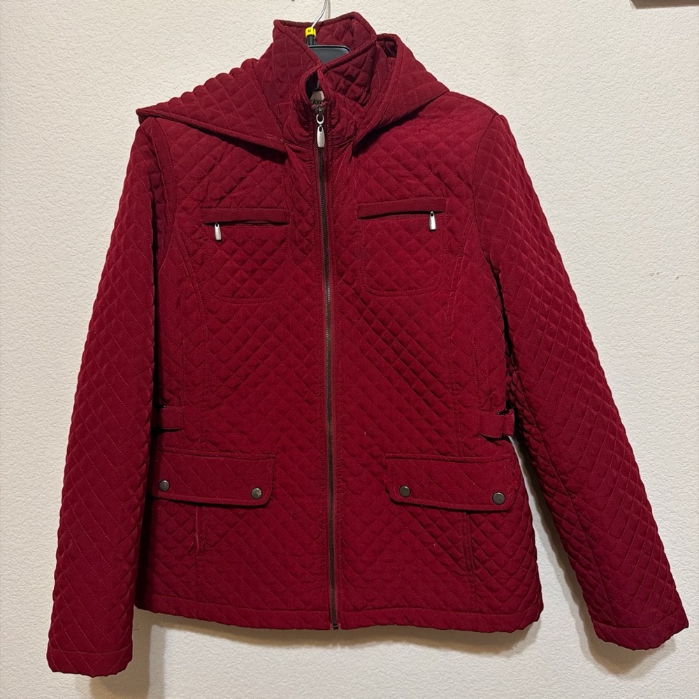 St. John's Bay Quilted Puffer Jacket in Deep Red
